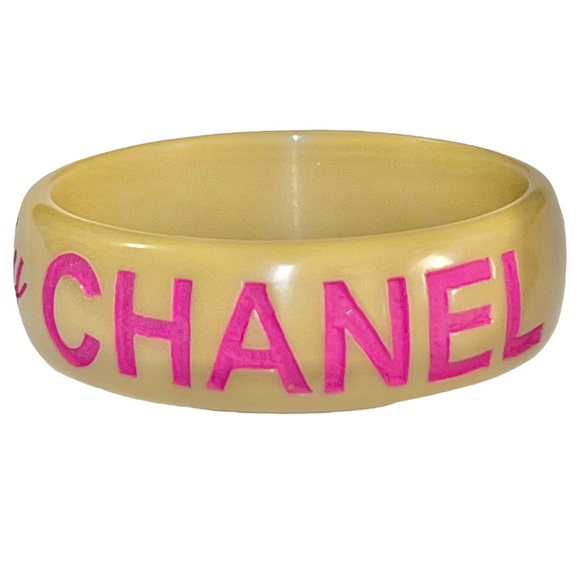 Jessica Kagan Cushman Jewelry - JKC Ripped off by CHANEL Pink Logo Bangle Bracelet